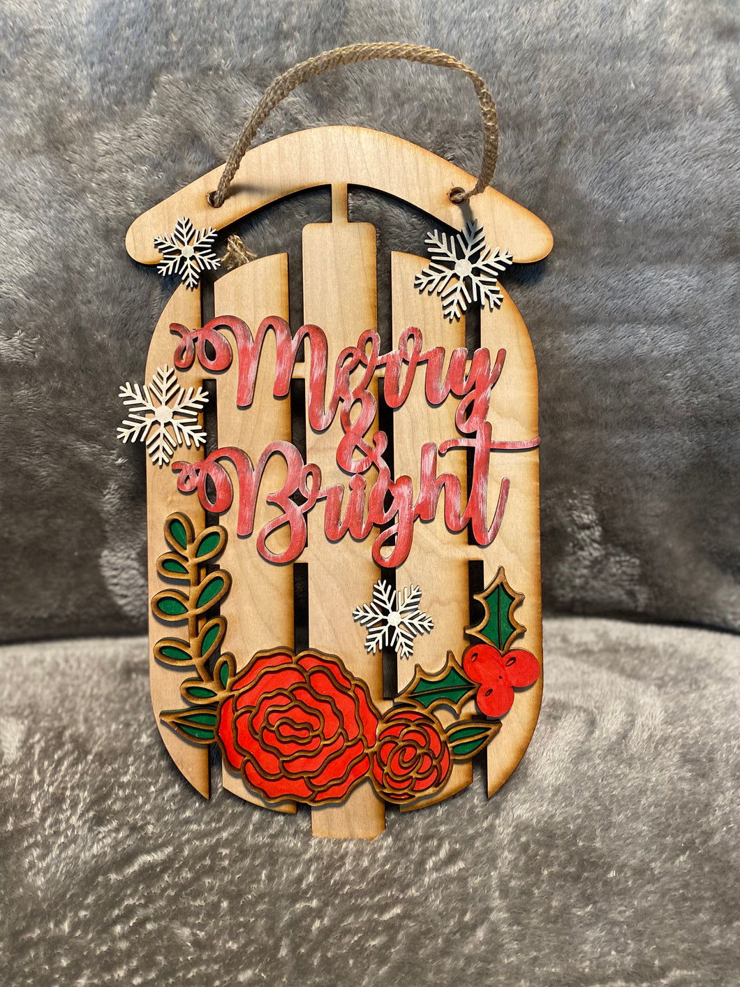 Merry & Bright Sled - Christmas Sign / Decor